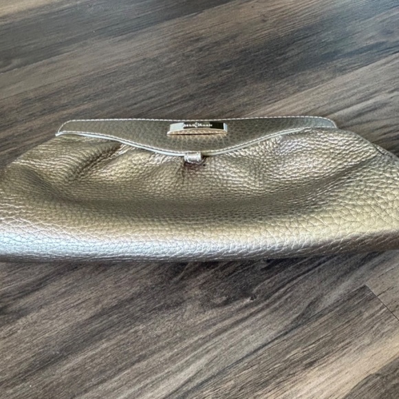 Cole Haan gold leather Womens Clutch Purse Party Evening Luxury Metallic - Picture 7 of 10